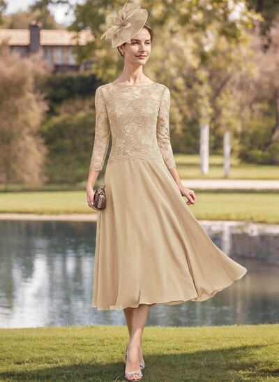 Sheath/Column Chiffon(Non-Stretch) Mother Of The Bride Dresses With Lace