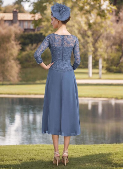 Sheath/Column Chiffon(Non-Stretch) Mother Of The Bride Dresses With Lace