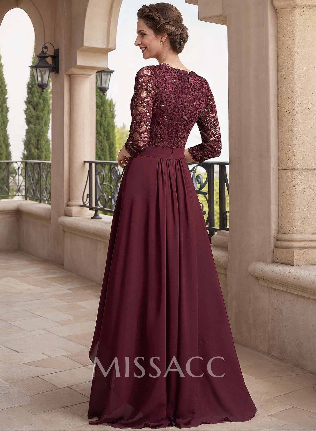 A-Line V-Neck 3/4 Sleeves Asymmetrical Chiffon Mother Of The Bride Dresses With Lace A-Line V-Neck 3/4 Sleeves Asymmetrical Chiffon Mother Of The Bride Dresses With Lace
