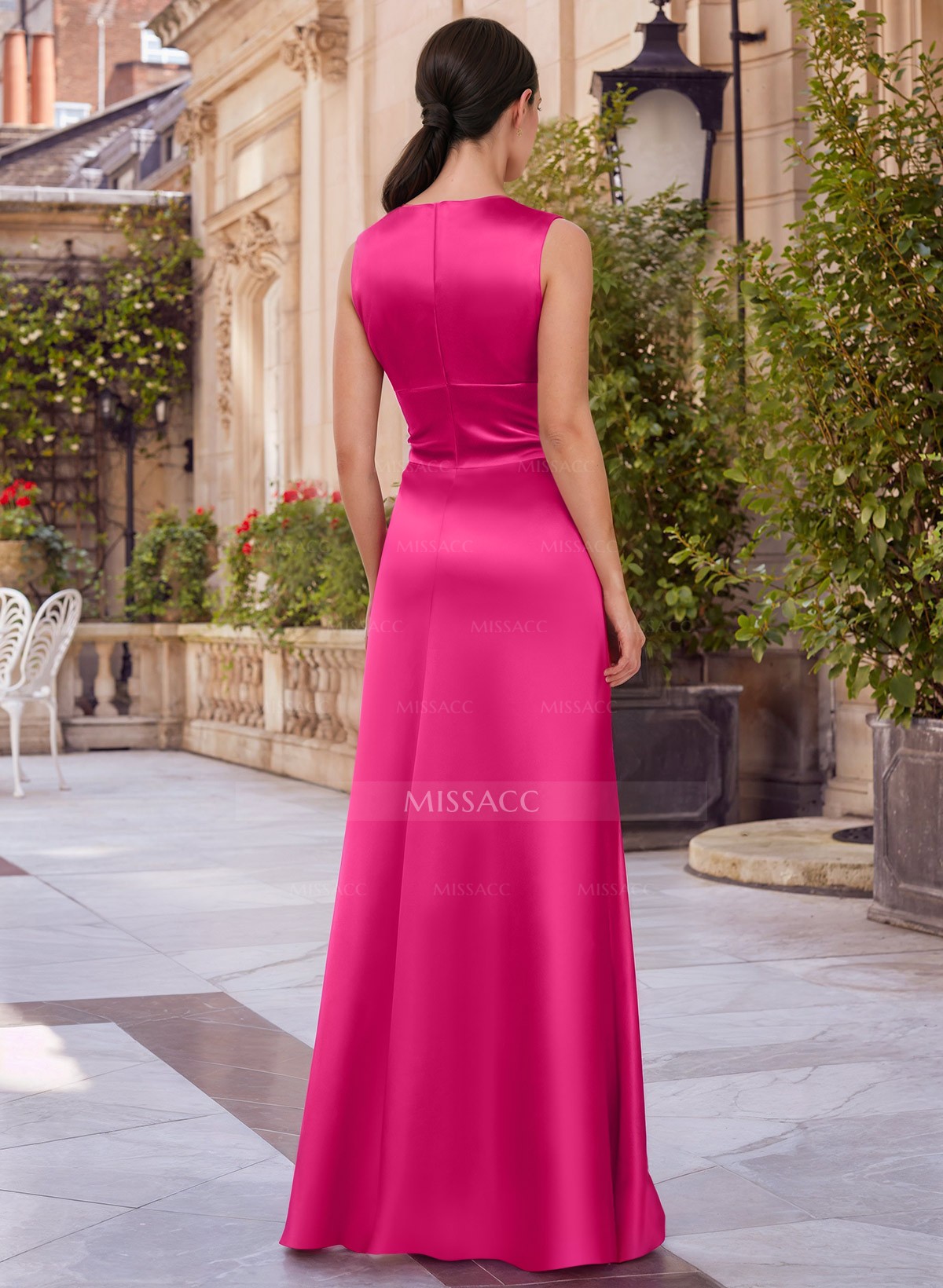 Jumpsuit/Pantsuit V-Neck Sleeveless Floor-Length Satin Mother Of The Bride Dresses