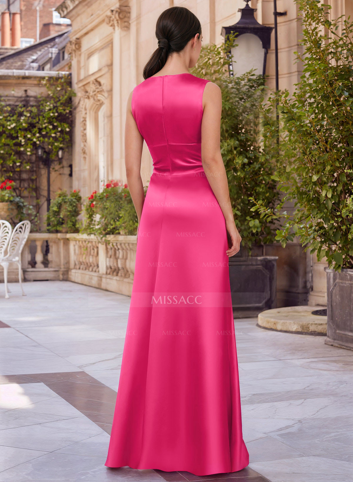 Jumpsuit/Pantsuit V-Neck Sleeveless Floor-Length Satin Mother Of The Bride Dresses
