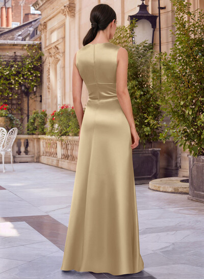 Jumpsuit/Pantsuit V-Neck Sleeveless Floor-Length Satin Mother Of The Bride Dresses
