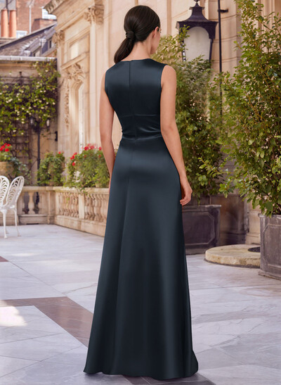 Jumpsuit/Pantsuit V-Neck Sleeveless Floor-Length Satin Mother Of The Bride Dresses