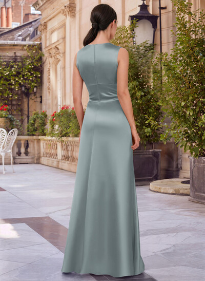 Jumpsuit/Pantsuit V-Neck Sleeveless Floor-Length Satin Mother Of The Bride Dresses