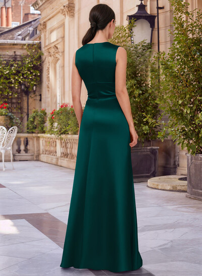 Jumpsuit/Pantsuit V-Neck Sleeveless Floor-Length Satin Mother Of The Bride Dresses