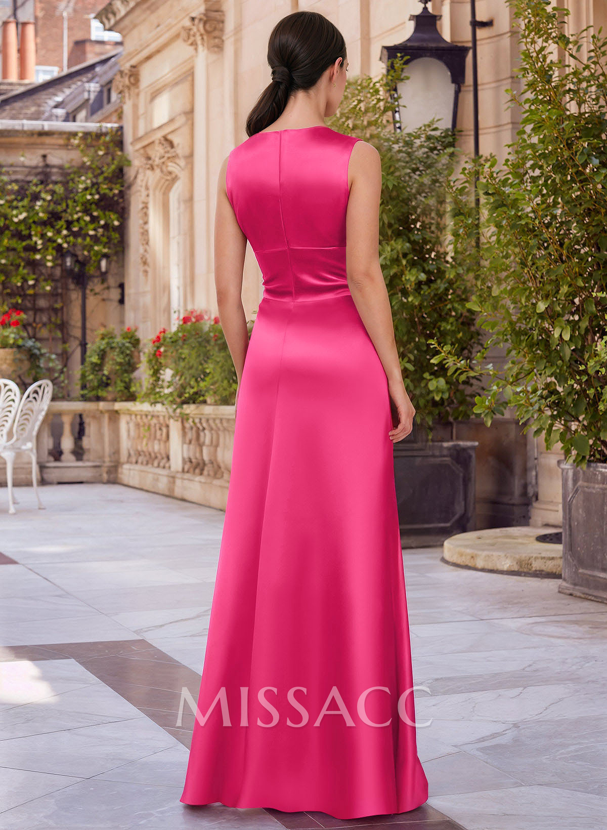 Jumpsuit/Pantsuit V-Neck Sleeveless Floor-Length Satin Mother Of The Bride Dresses