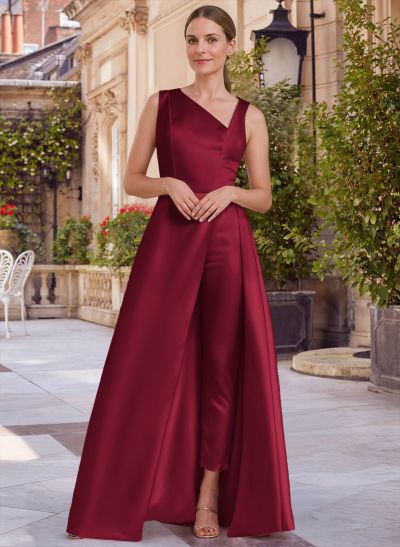 Jumpsuit/Pantsuit Asymmetrical Floor-Length Satin Mother Of The Bride Dresses