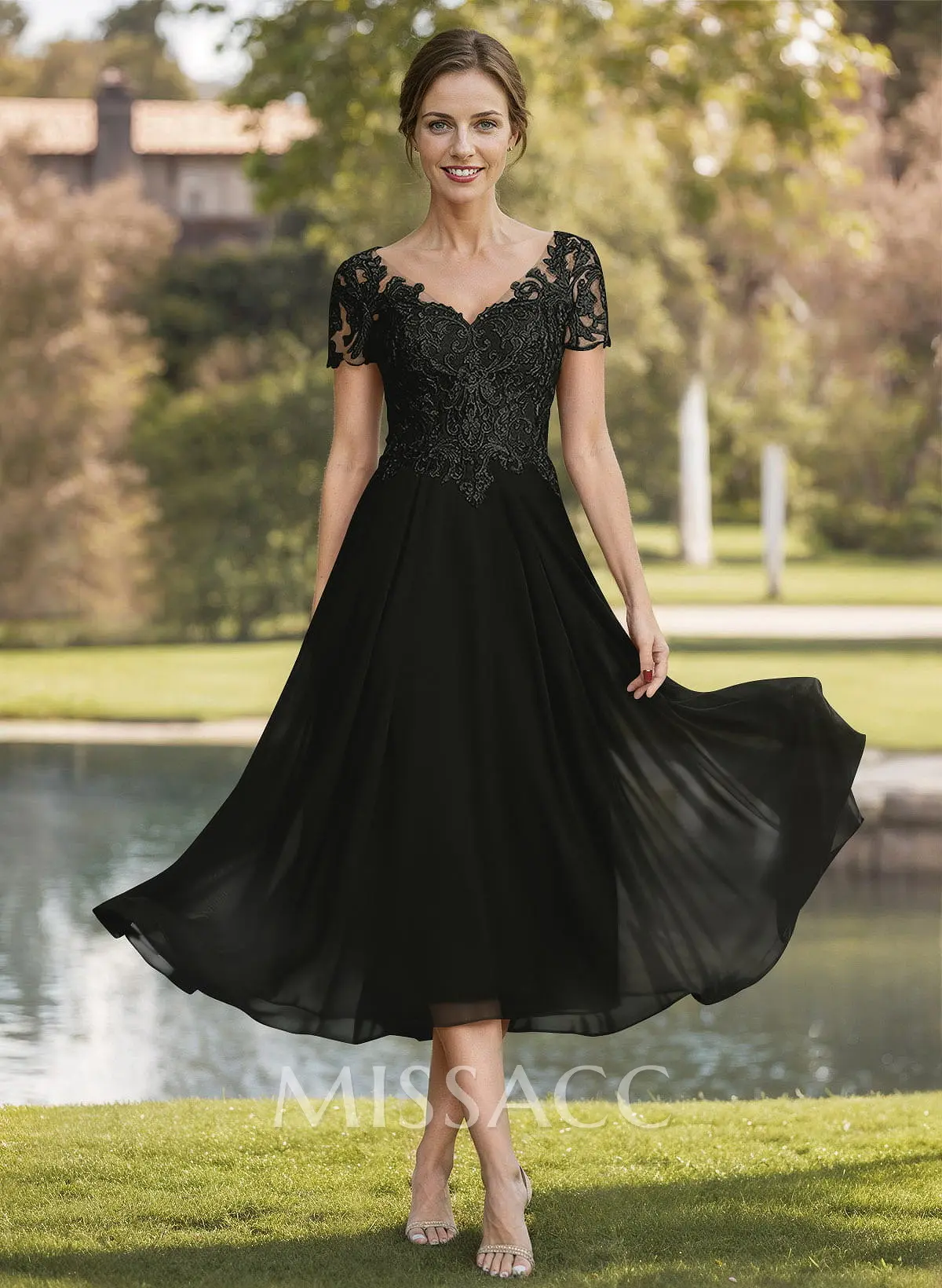 brown mother of groom dress Monica Mothers Size:Kids - Large neckline and natural waist. Dress Styles Kate Spade Black White
