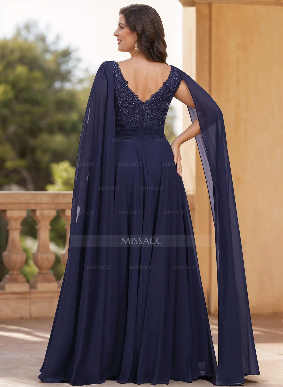 A-Line V-Neck Sleeveless Floor-Length Chiffon Mother Of The Bride Dresses With Lace