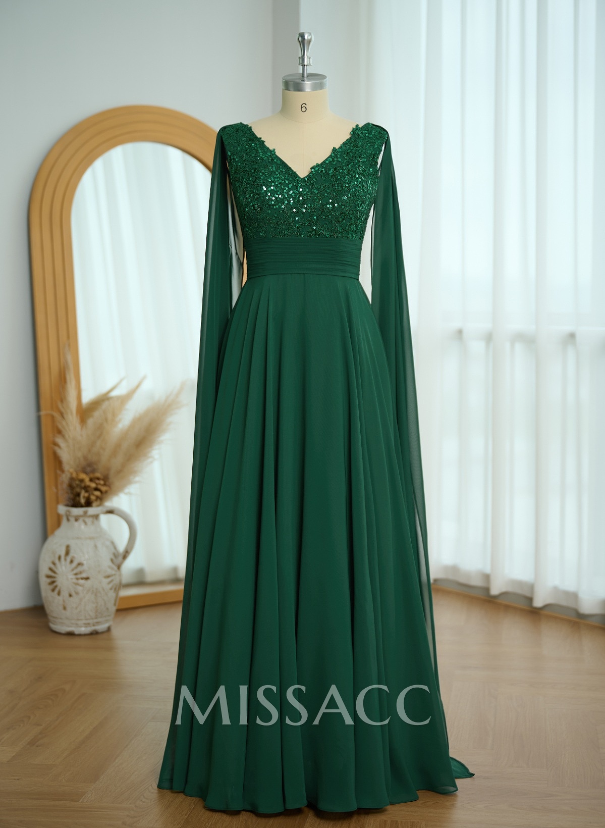 Unique Shoulder Side Drape V-Neck Chiffon Mother Of The Bride Dresses