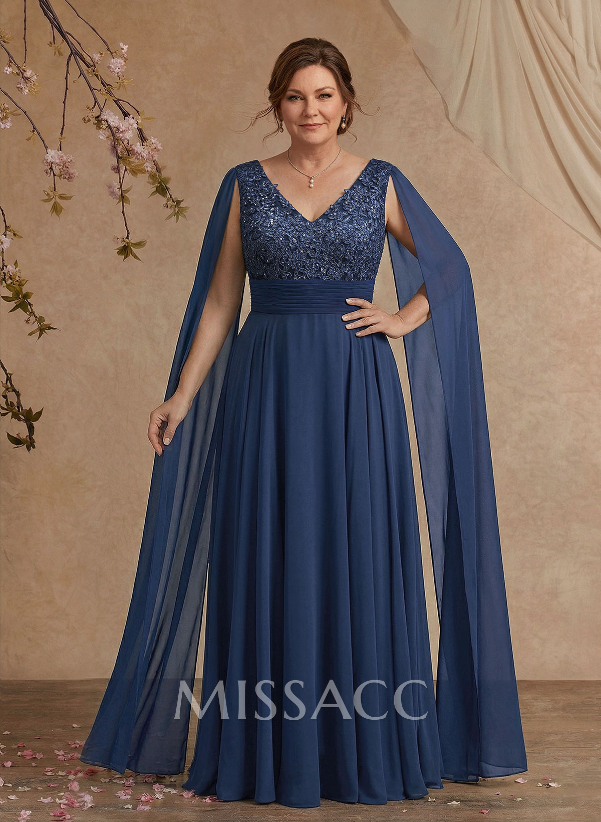 Unique Shoulder Side Drape V-Neck Chiffon Mother Of The Bride Dresses