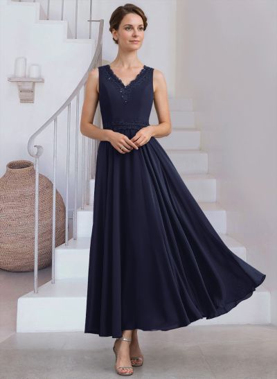 Modest Lace Embroidered V-Neck Chiffon Mother Of The Bride Dresses With Jacket