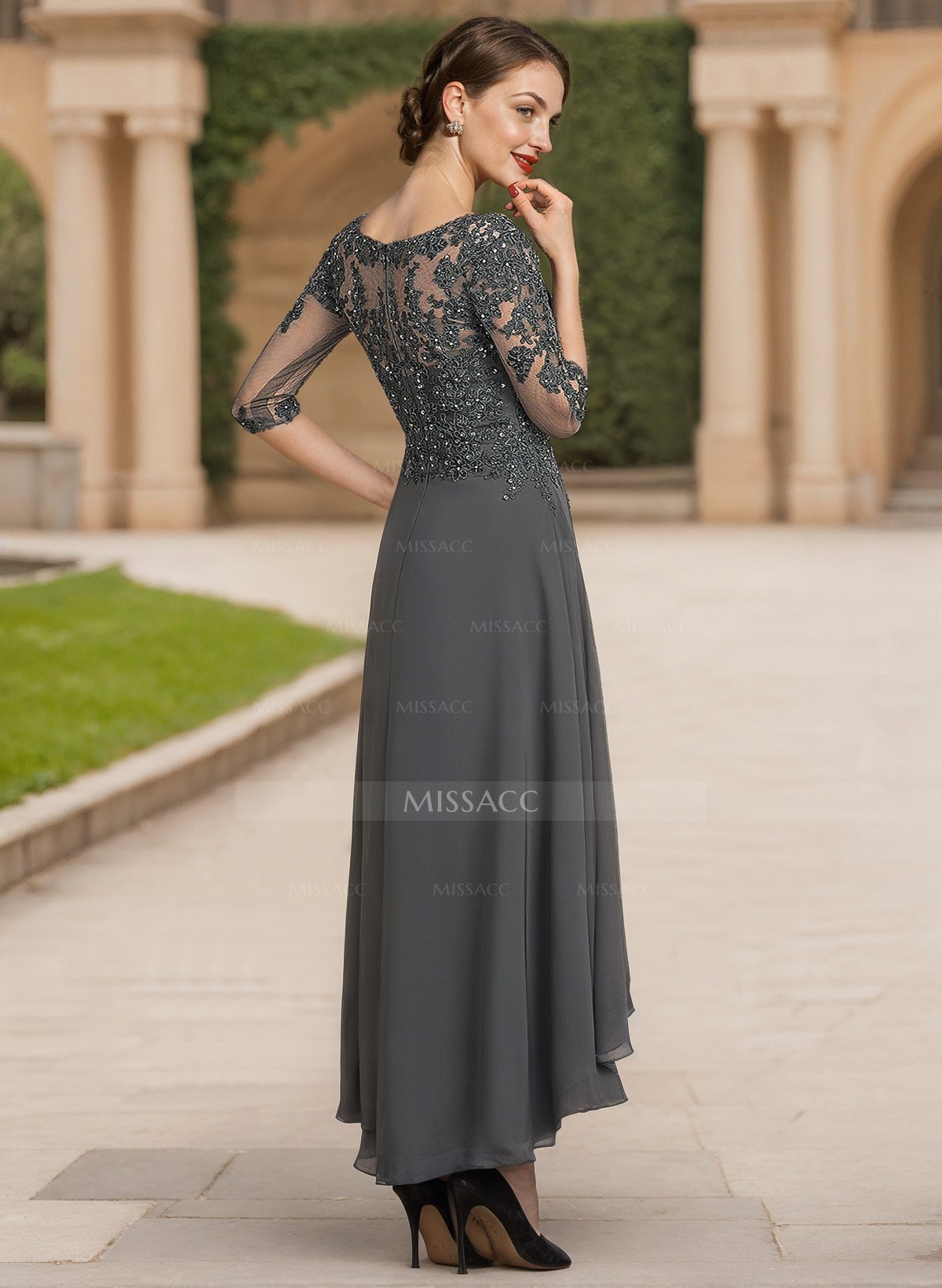 A-Line Square Neckline Chiffon Mother Of The Bride Dresses With Appliques Lace