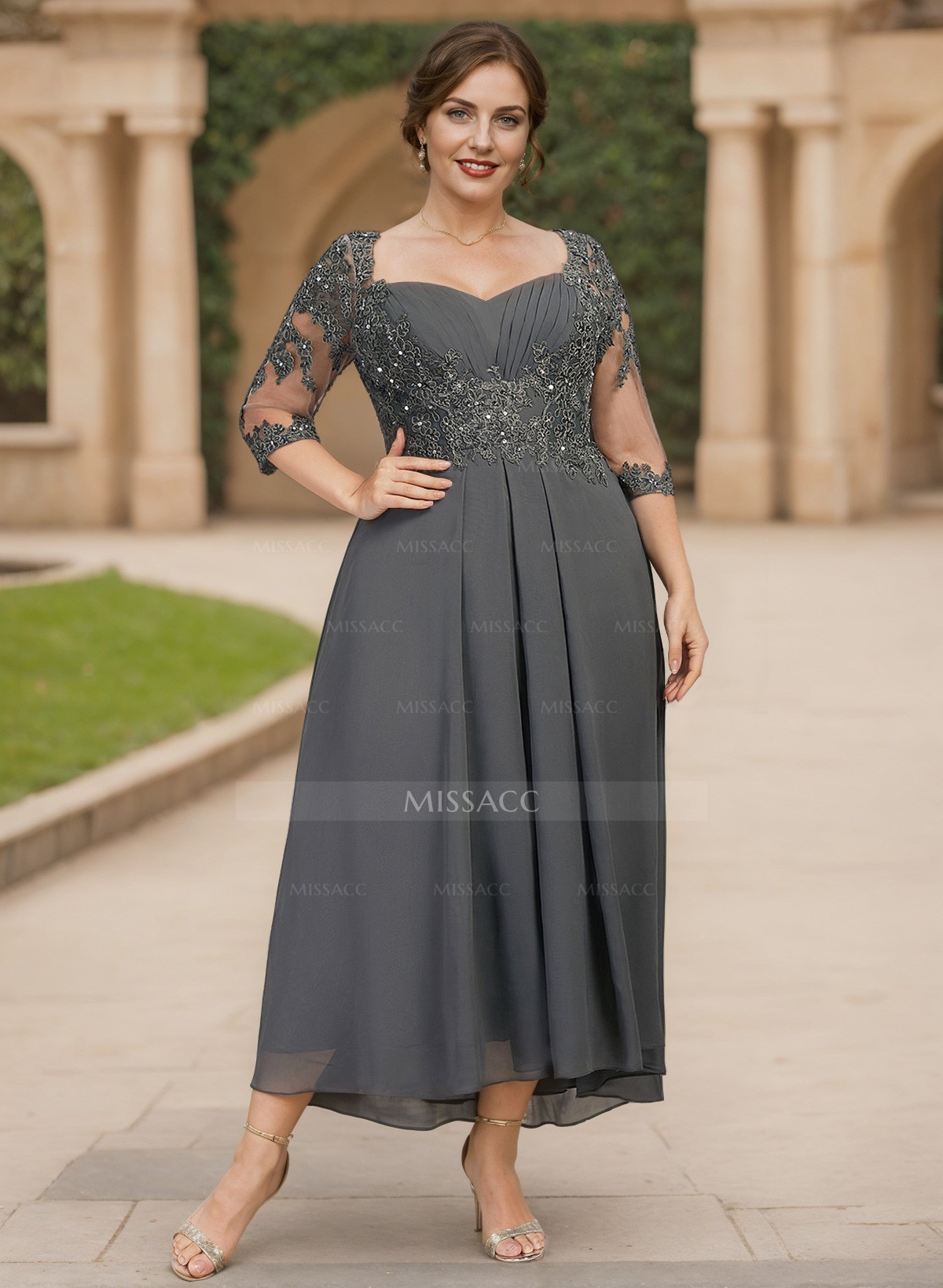 A-Line Square Neckline Chiffon Mother Of The Bride Dresses With Appliques Lace