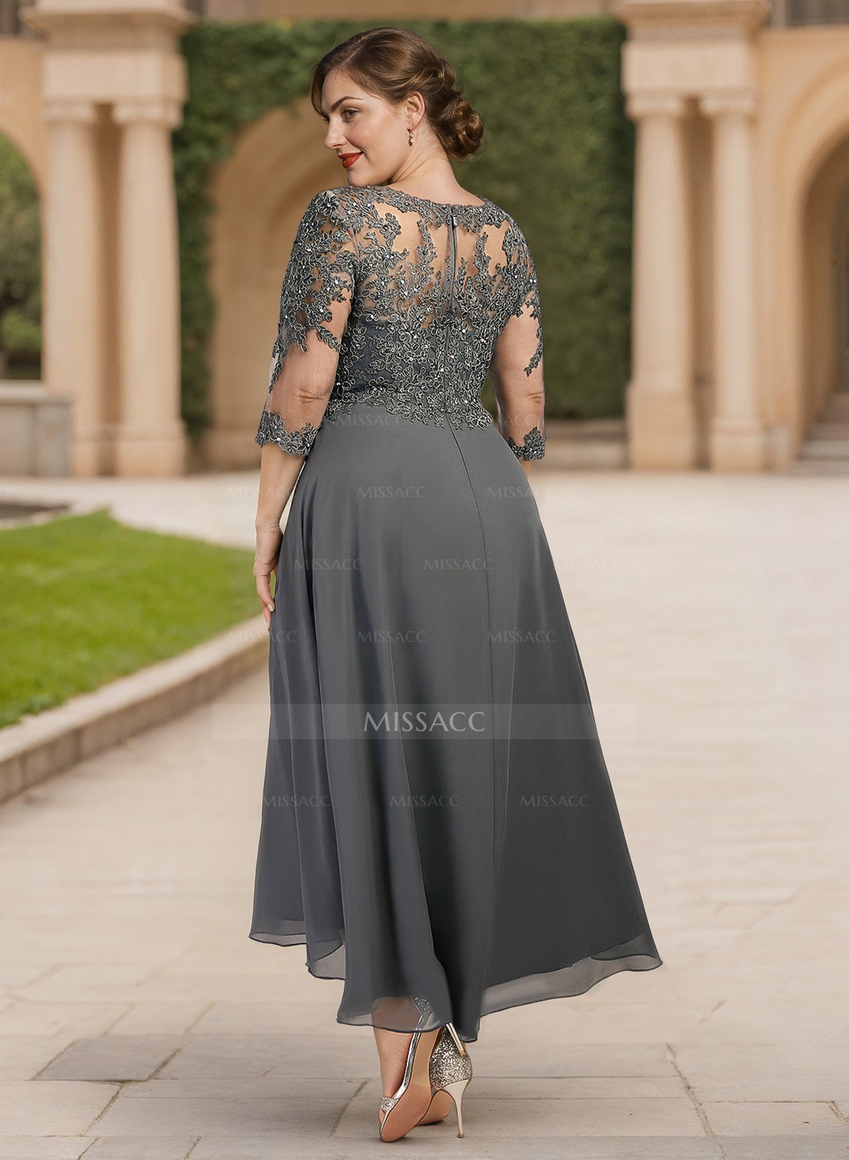 A-Line Square Neckline Chiffon Mother Of The Bride Dresses With Appliques Lace