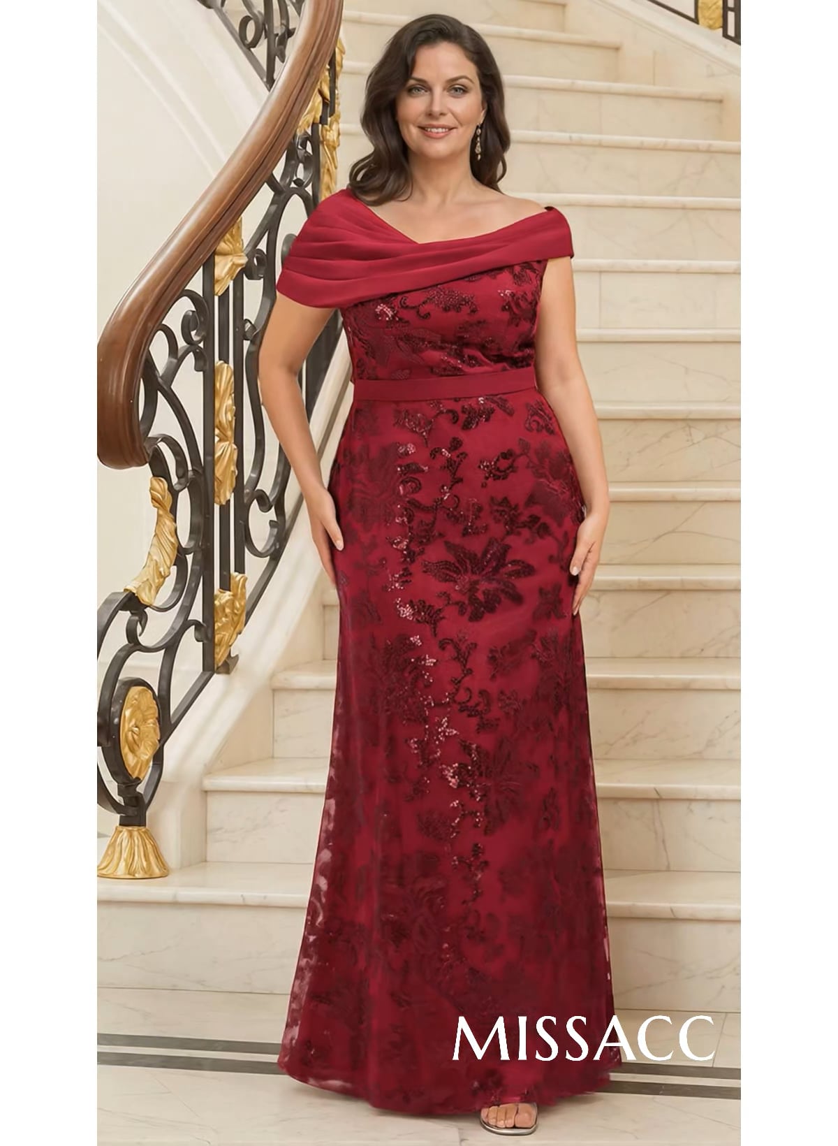 Bedazzled Asymmetrical Wrap Off Shoulder Mother Of The Bride Dresses With Floral Skirt