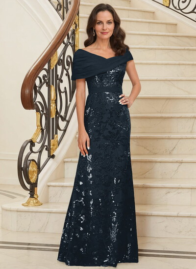Bedazzled Asymmetrical Wrap Off Shoulder Mother Of The Bride Dresses With Floral Skirt