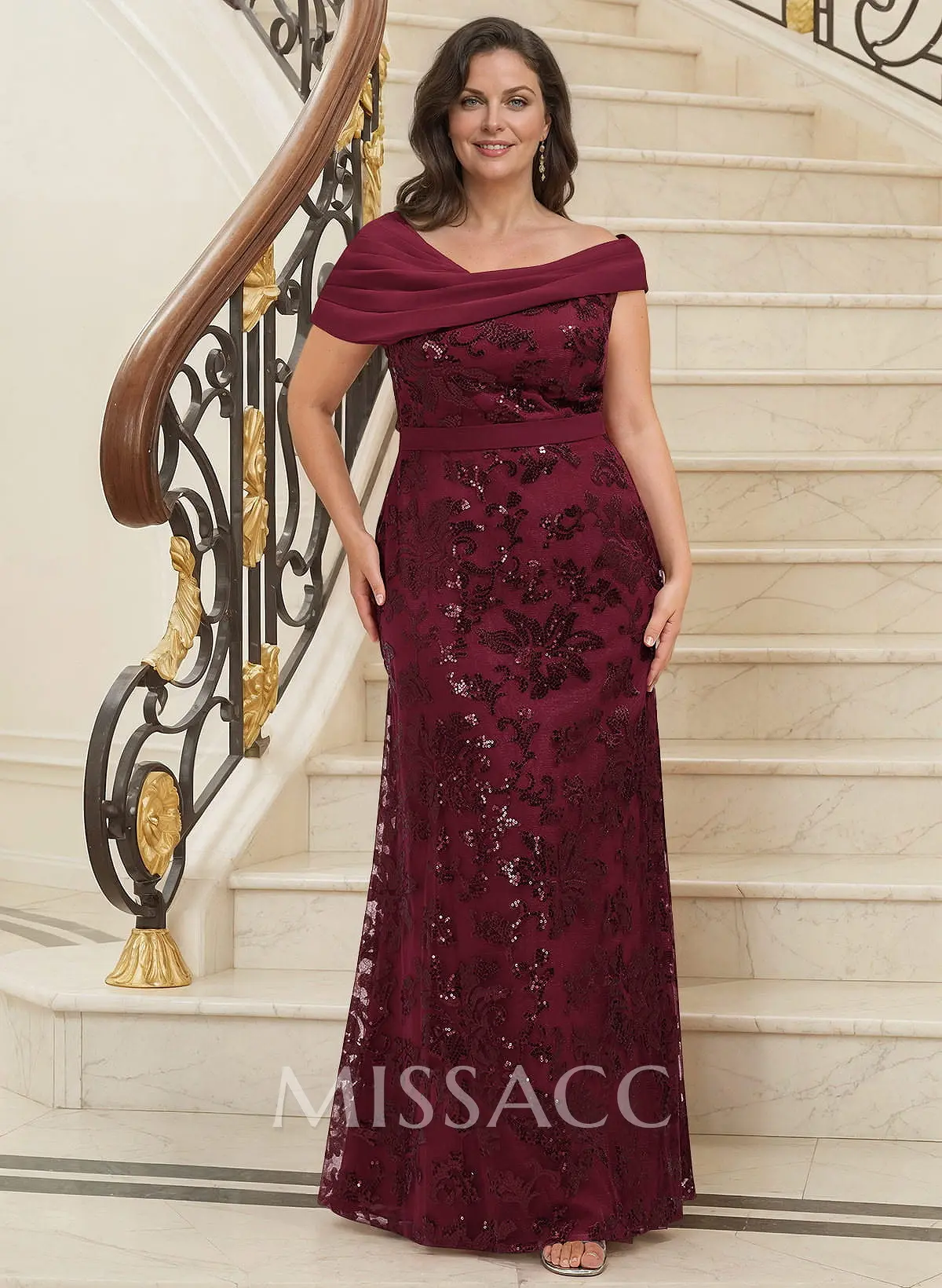 Bedazzled Asymmetrical Wrap Off Shoulder Mother Of The Bride