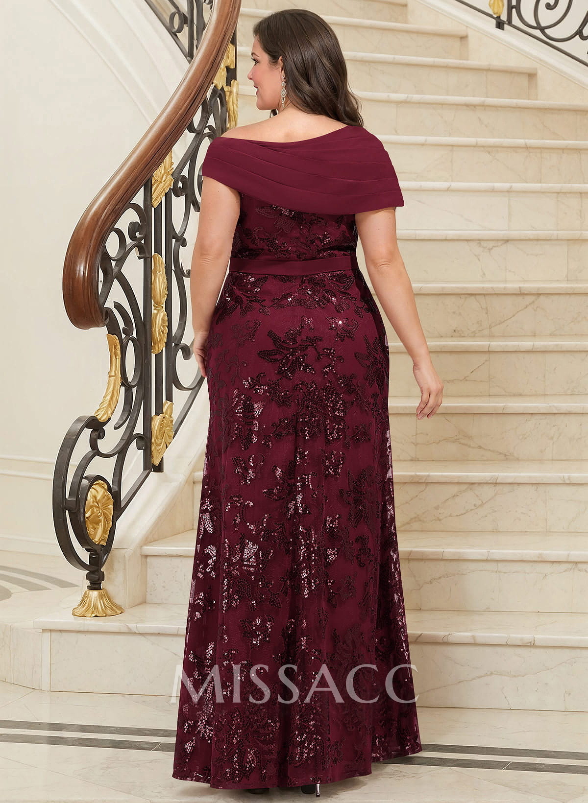 Bedazzled Asymmetrical Wrap Off Shoulder Mother Of The Bride Dresses With Floral Skirt