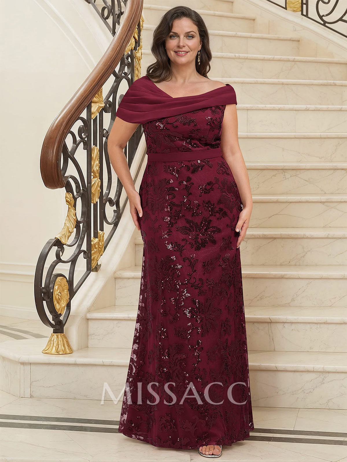 Bedazzled Asymmetrical Wrap Off Shoulder Mother Of The Bride Dresses With Floral Skirt