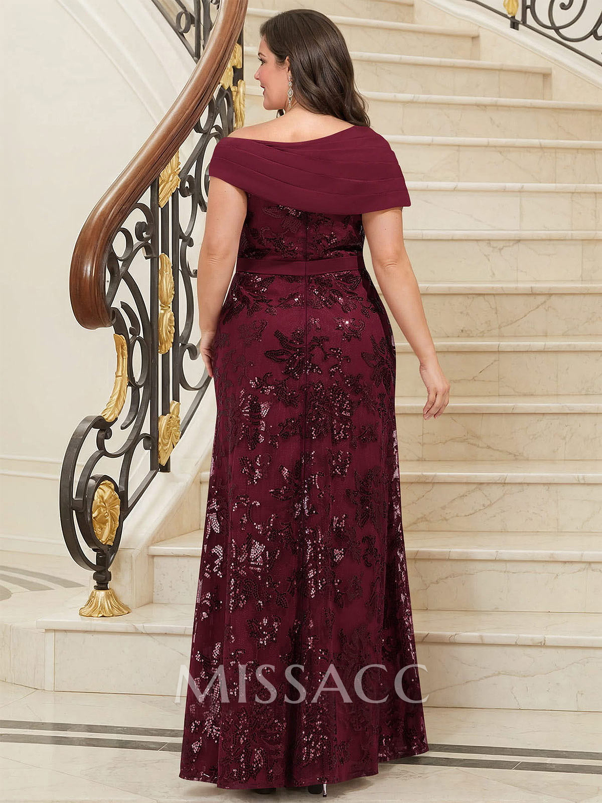 Bedazzled Asymmetrical Wrap Off Shoulder Mother Of The Bride Dresses With Floral Skirt