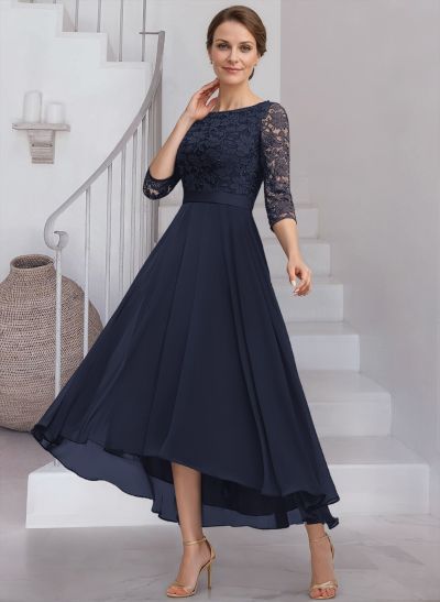 A-Line Scoop Neck Chiffon Mother Of The Bride Dresses With Lace