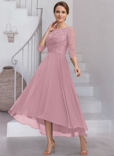 A-Line Scoop Neck Chiffon Mother Of The Bride Dresses With Lace