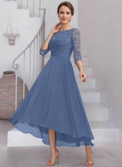 A-Line Scoop Neck Chiffon Mother Of The Bride Dresses With Lace