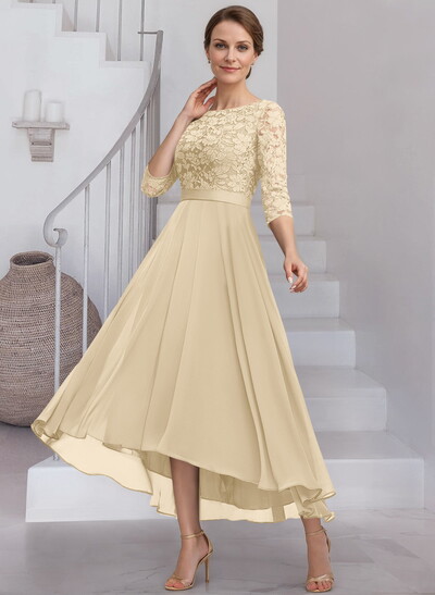 A-Line Scoop Neck Chiffon Mother Of The Bride Dresses With Lace