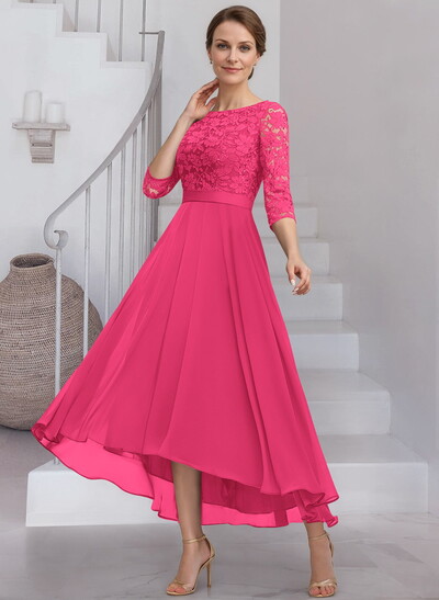 A-Line Scoop Neck Chiffon Mother Of The Bride Dresses With Lace
