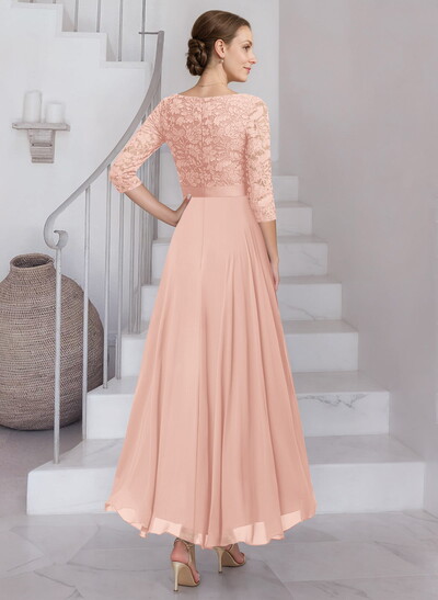 A-Line Scoop Neck Chiffon Mother Of The Bride Dresses With Lace