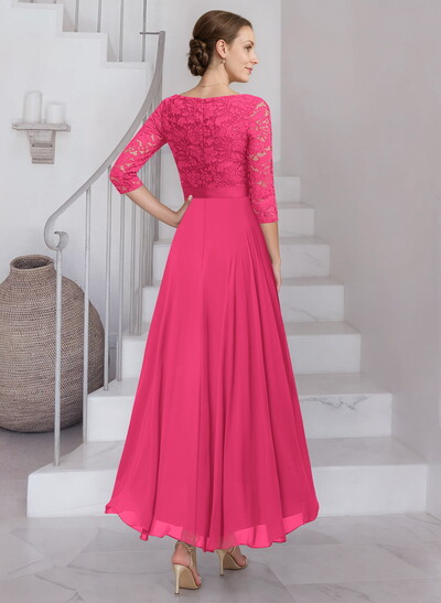 A-Line Scoop Neck Chiffon Mother Of The Bride Dresses With Lace