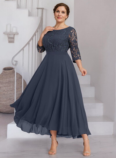 A-Line Scoop Neck Chiffon Mother Of The Bride Dresses With Lace