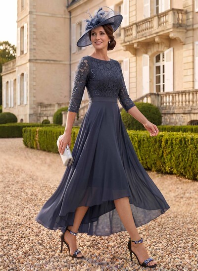 A-Line Scoop Neck Chiffon Mother Of The Bride Dresses With Lace