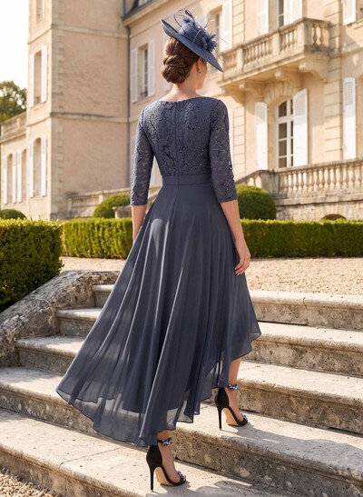 A-Line Scoop Neck Chiffon Mother Of The Bride Dresses With Lace