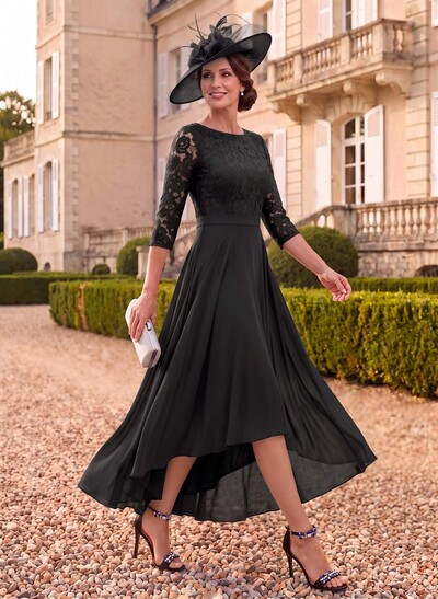 A-Line Scoop Neck Chiffon Mother Of The Bride Dresses With Lace