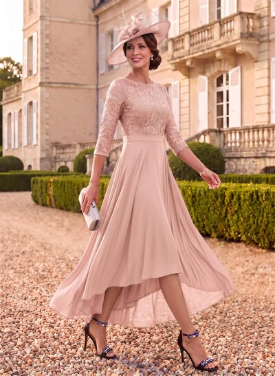 A-Line Scoop Neck Chiffon Mother Of The Bride Dresses With Lace