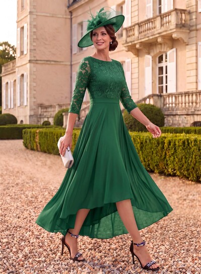 A-Line Scoop Neck Chiffon Mother Of The Bride Dresses With Lace