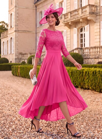 A-Line Scoop Neck Chiffon Mother Of The Bride Dresses With Lace