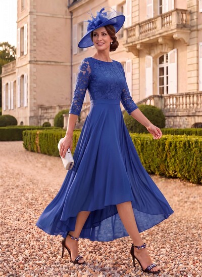 A-Line Scoop Neck Chiffon Mother Of The Bride Dresses With Lace
