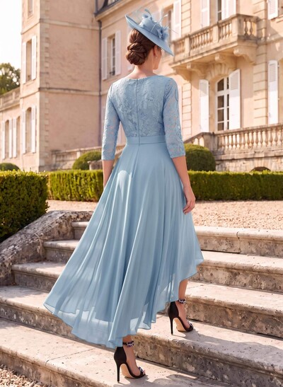 A-Line Scoop Neck Chiffon Mother Of The Bride Dresses With Lace