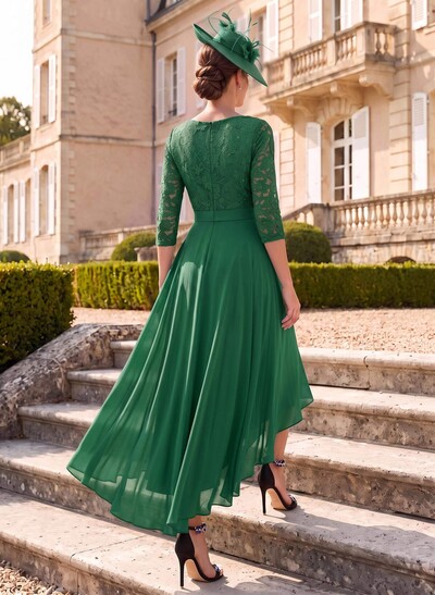 A-Line Scoop Neck Chiffon Mother Of The Bride Dresses With Lace