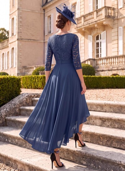 A-Line Scoop Neck Chiffon Mother Of The Bride Dresses With Lace