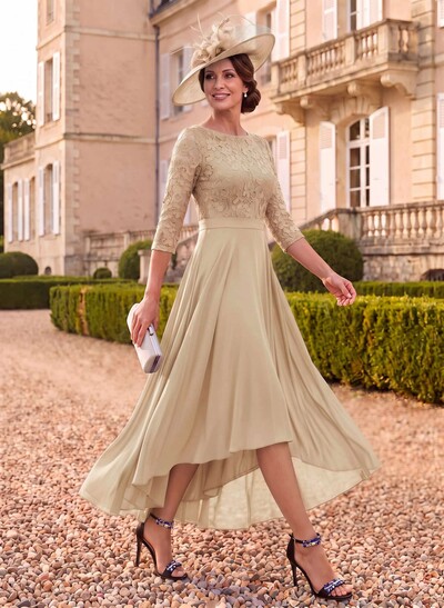 A-Line Scoop Neck Chiffon Mother Of The Bride Dresses With Lace