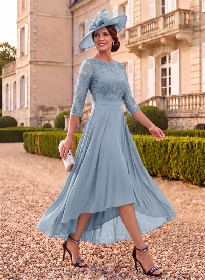 A-Line Scoop Neck Chiffon Mother Of The Bride Dresses With Lace
