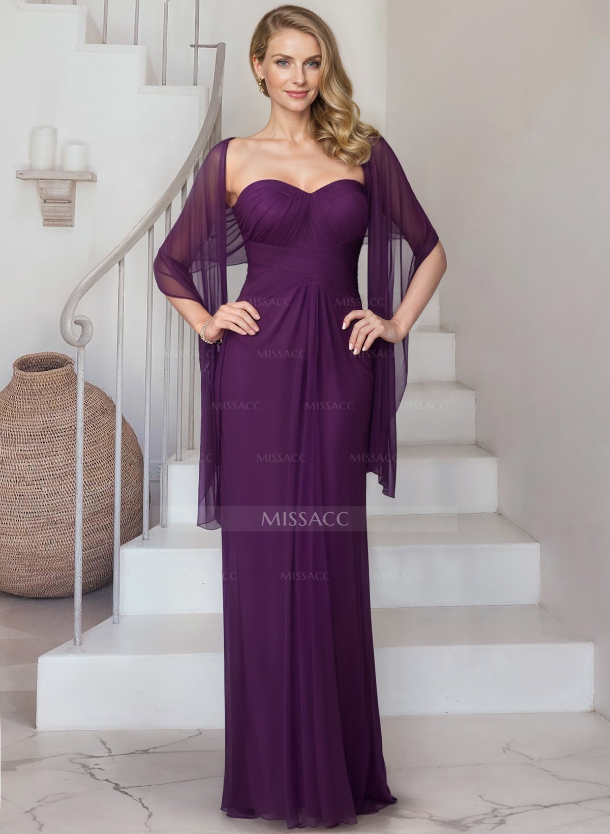 Sheath/Column Strapless Floor-Length Chiffon Mother Of The Bride Dresses