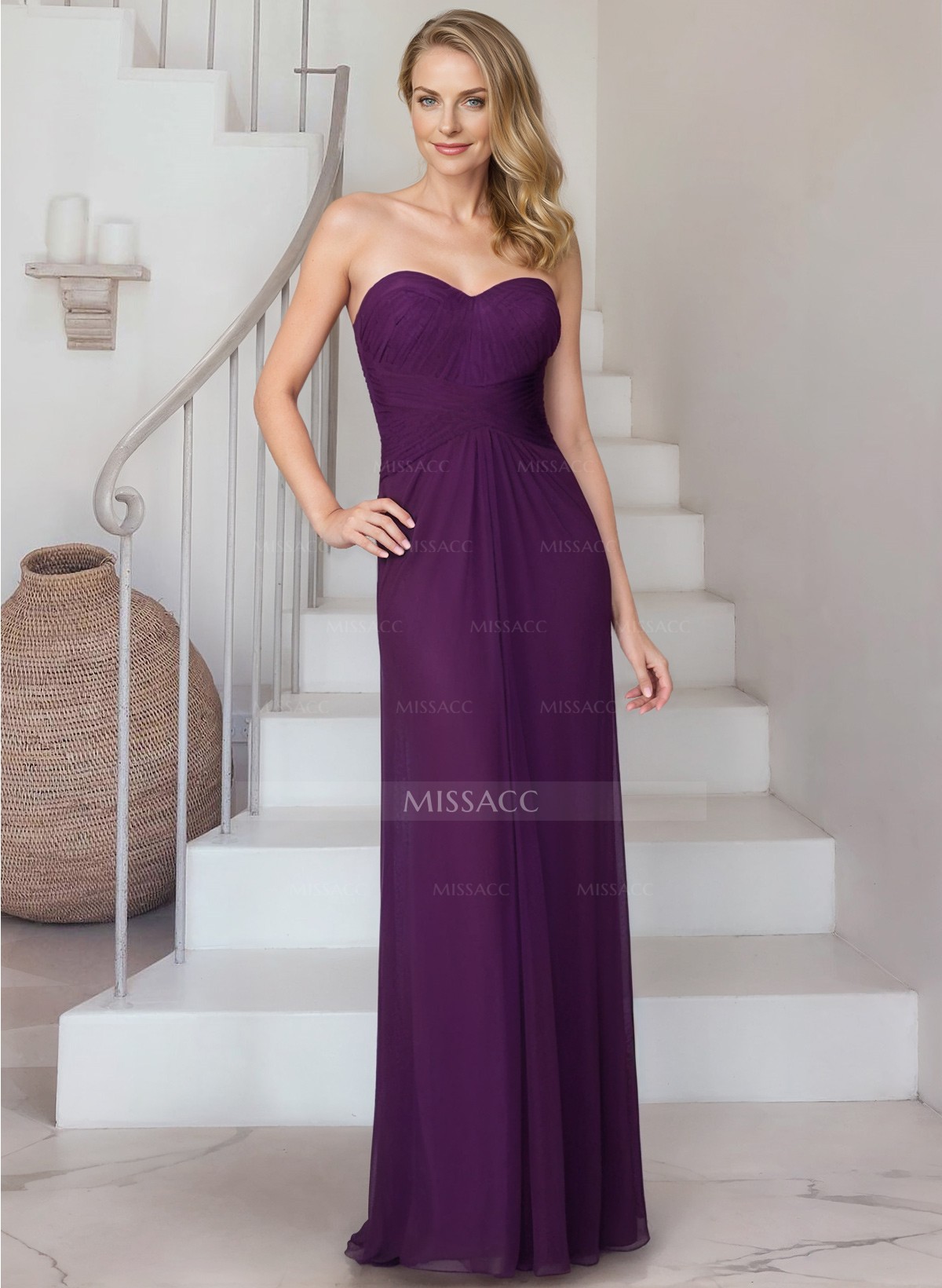 Sheath/Column Strapless Floor-Length Chiffon Mother Of The Bride Dresses