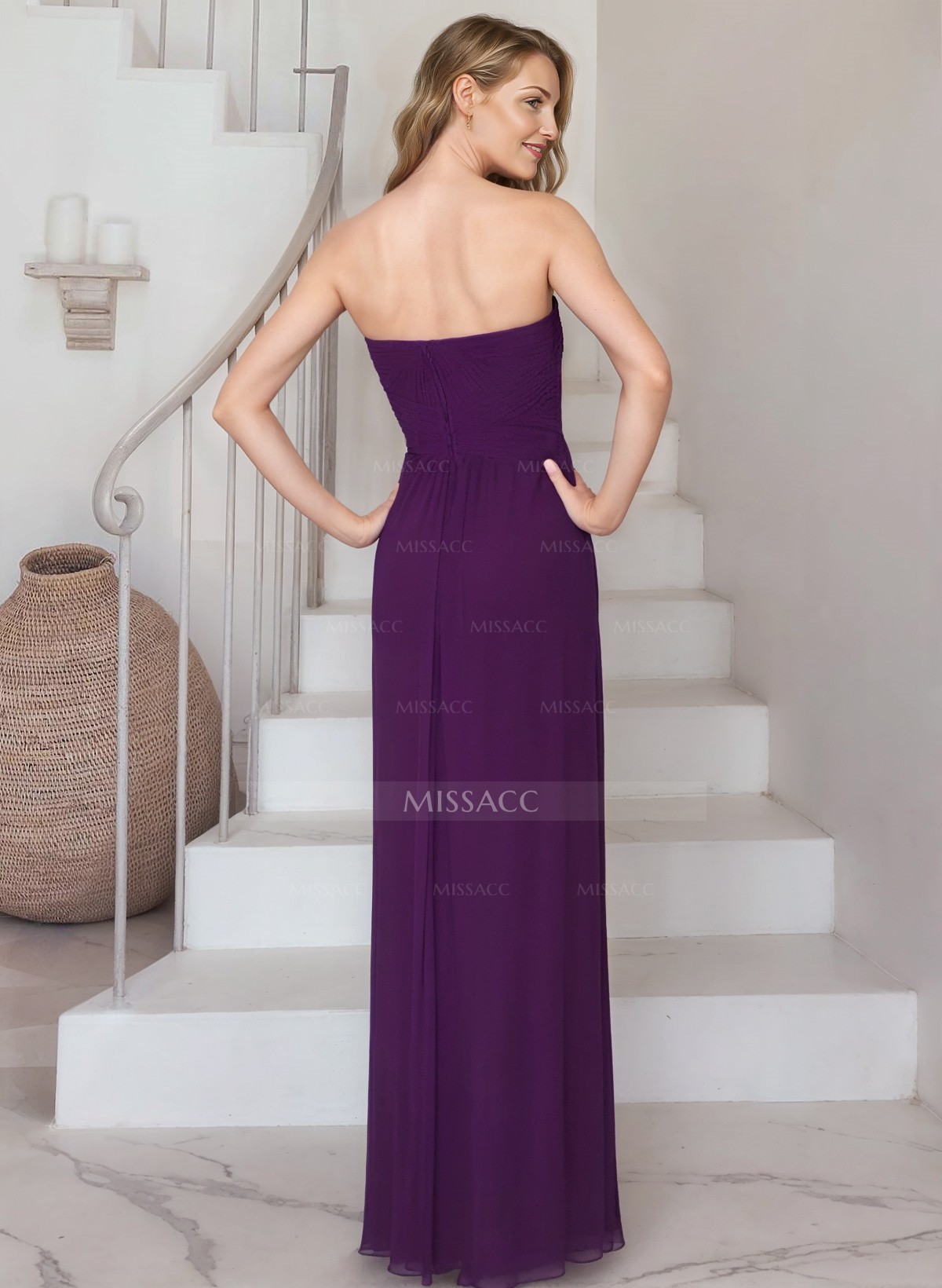 Sheath/Column Strapless Floor-Length Chiffon Mother Of The Bride Dresses