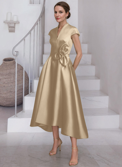 Modest V-Neck Cap Strsps Mother Of The Bride Dresses With 3D Floral