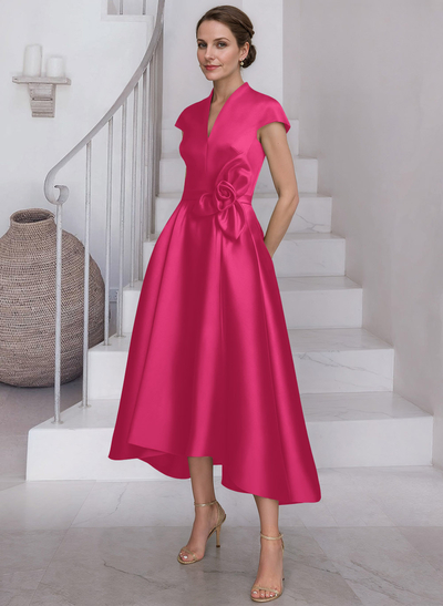Modest V-Neck Cap Strsps Mother Of The Bride Dresses With 3D Floral